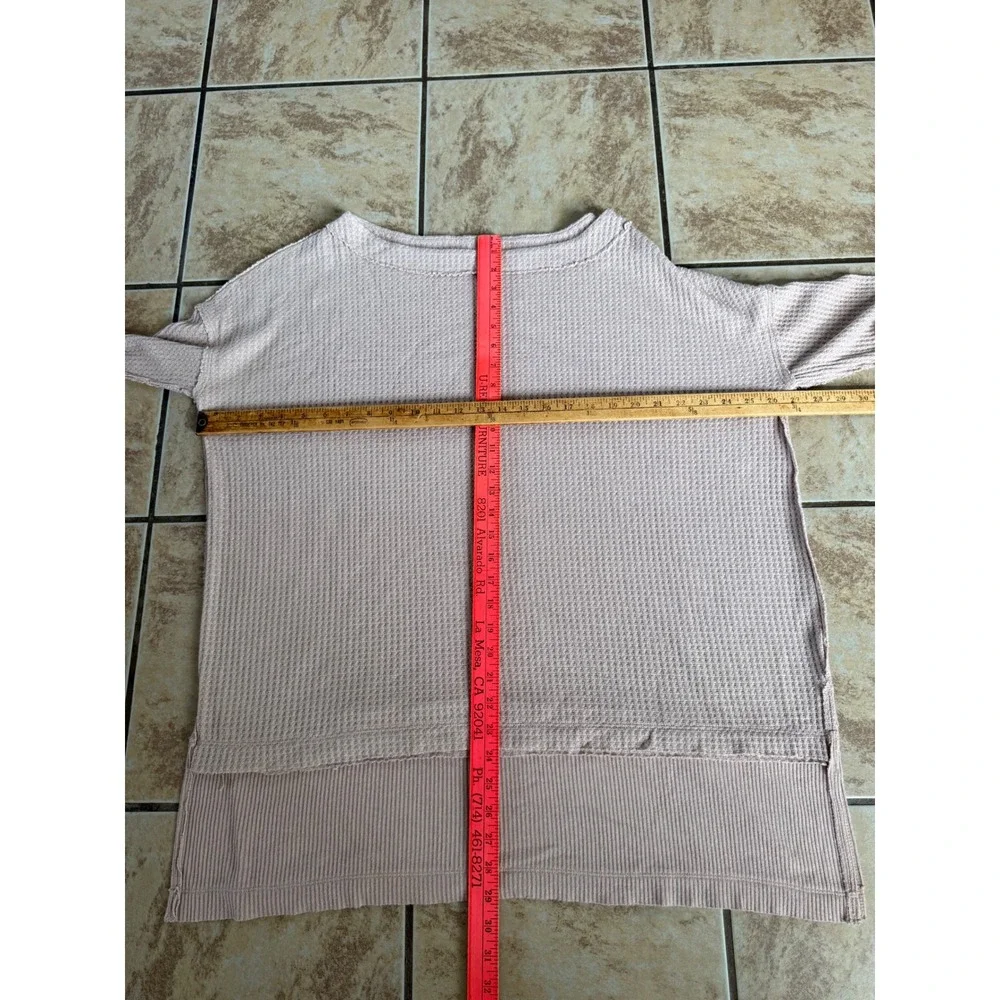 We The Free Free People North Shore Thermal Knit Tunic Taupe Mauve Large